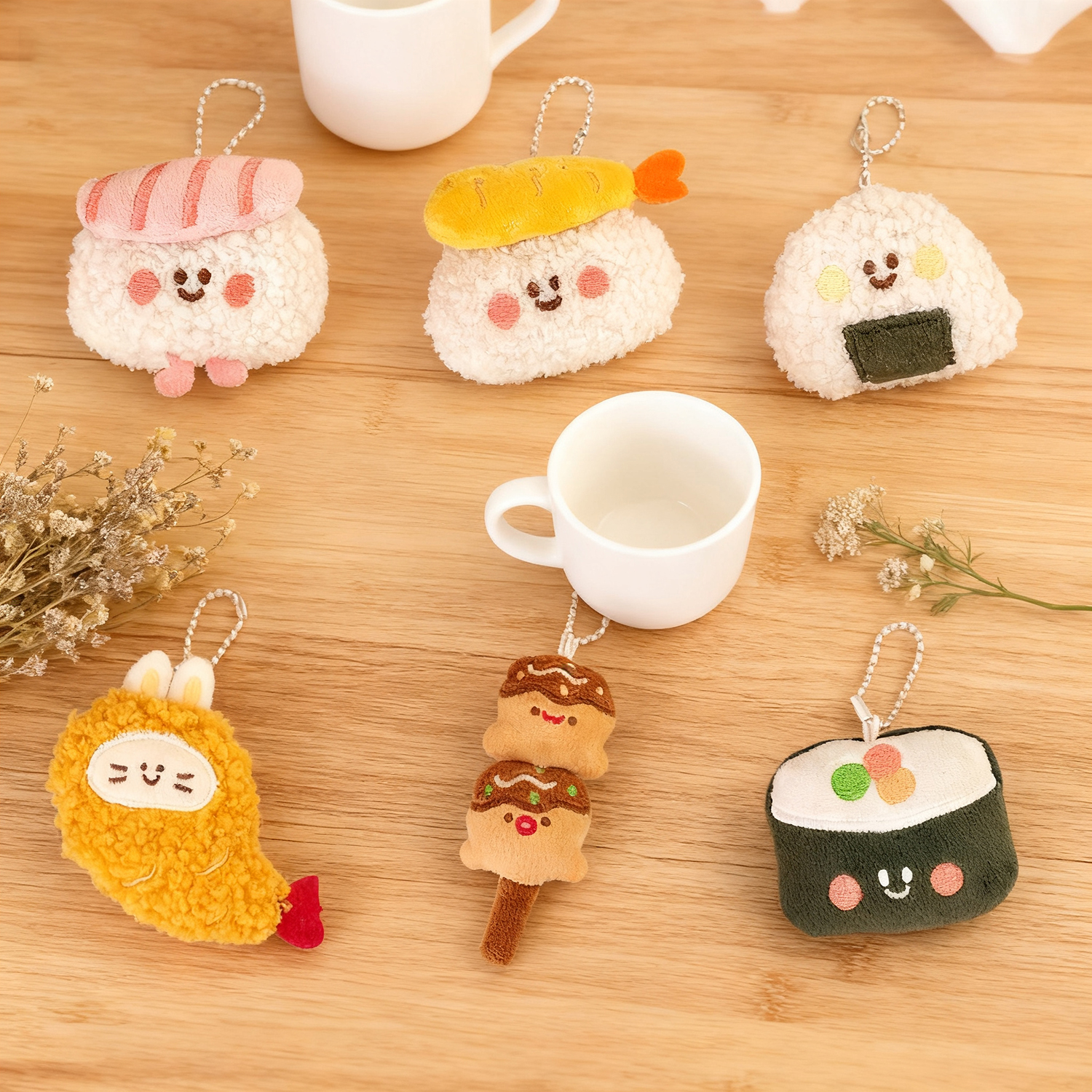 Food Zinc - 6pcs Creative Food Plush Keychains, Cute