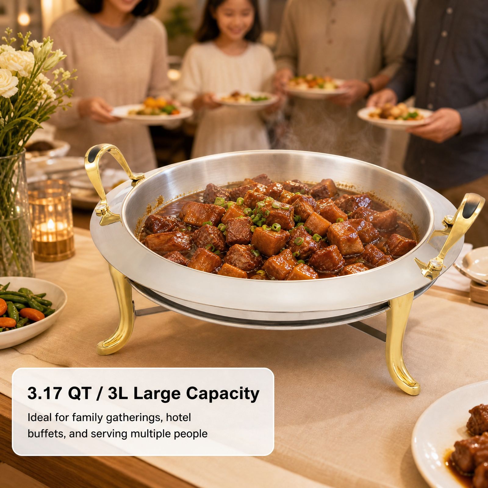 Round Chafing Dish Buffet Set  - Snacks Food Warmer review and price