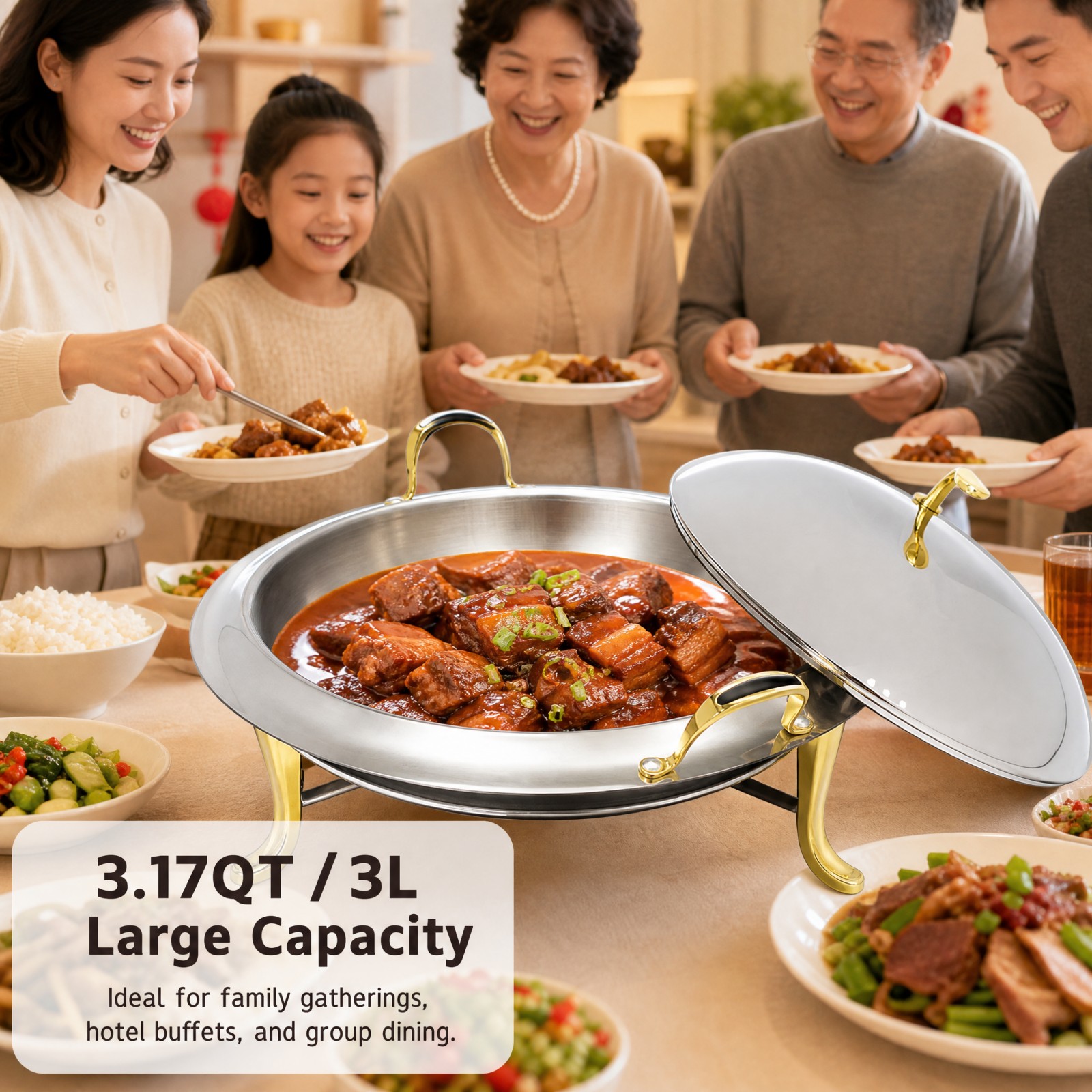 Round Chafing Dish Buffet Set  - Snacks Food Warmer review and price