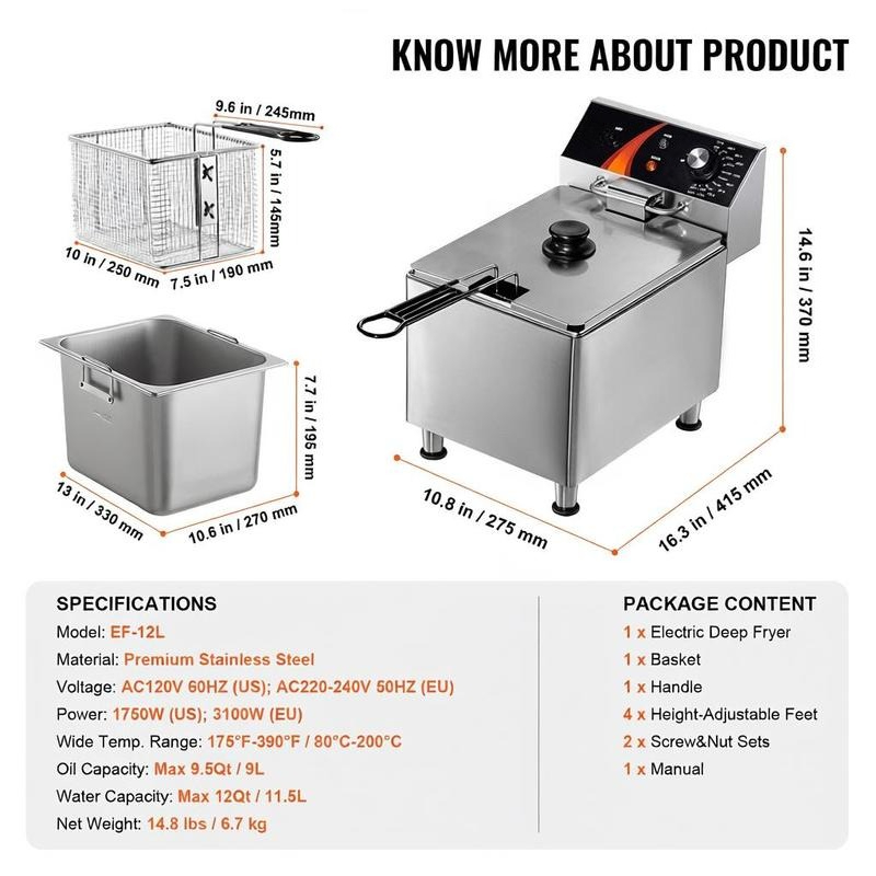 Tabletop Frying Machine 12Qt / - Food X review and price