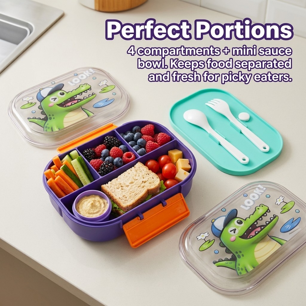 Cute Cartoon Kids Lunch Box 4  - Food Snacks For Kids review and price