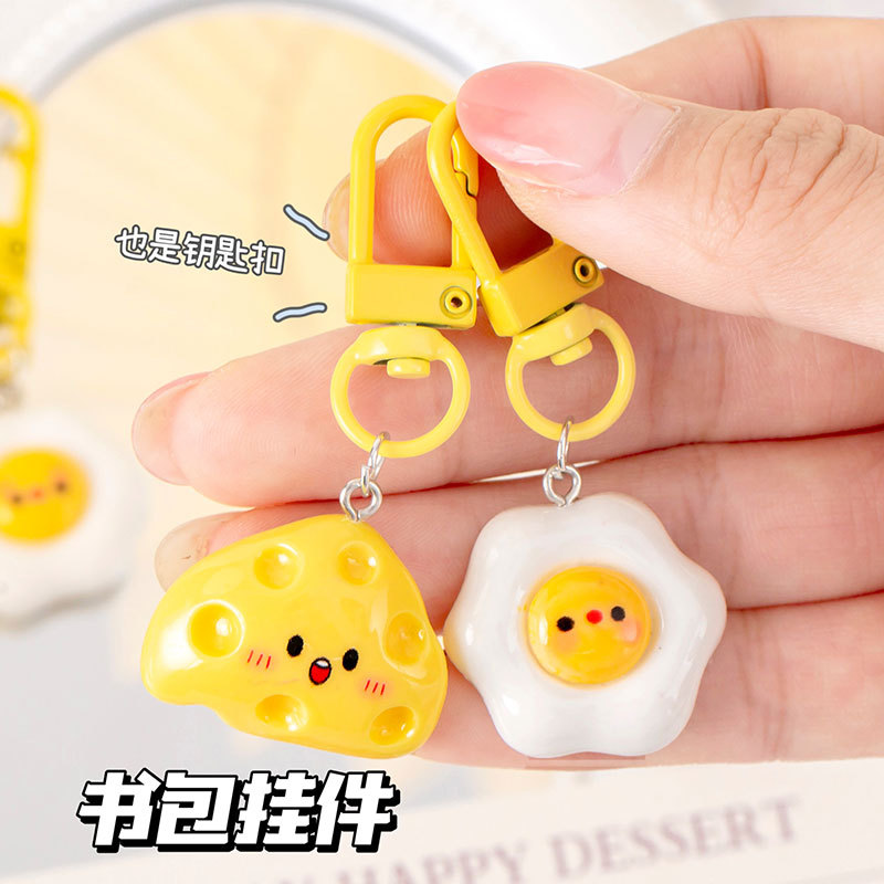 Cute Egg Cheese Keychain Resin - Food Zinc review and price